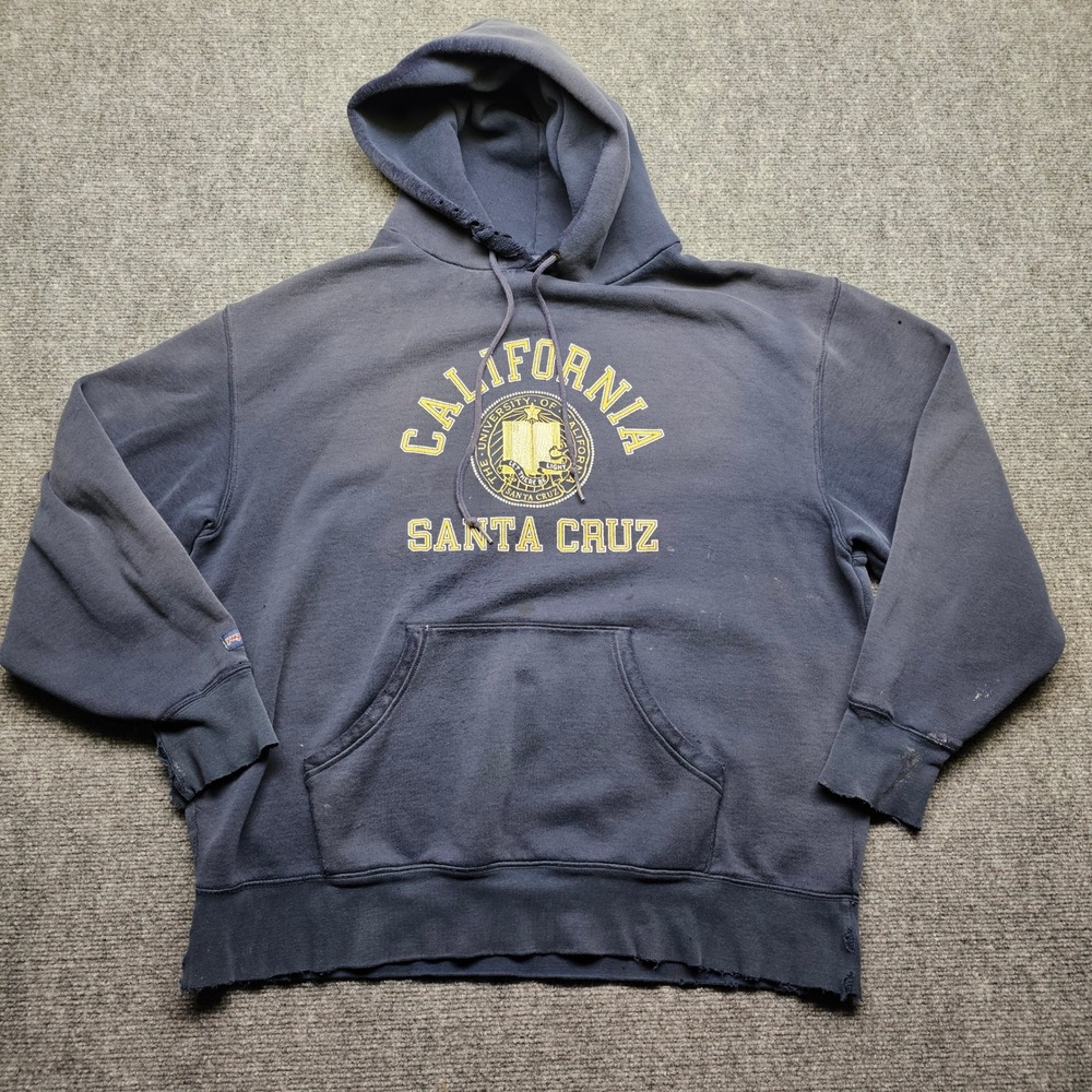 JanSport UC Santa Cruz Hoodie Navy Blue Distressed Vintage XL